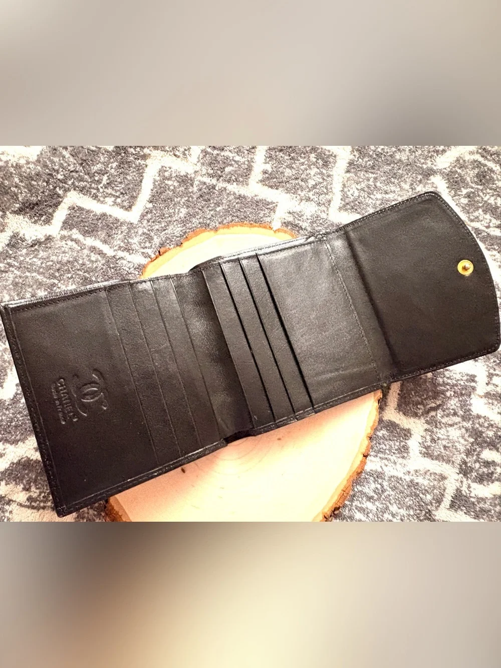 CHANEL Black Quilted CC Logo Card Holder